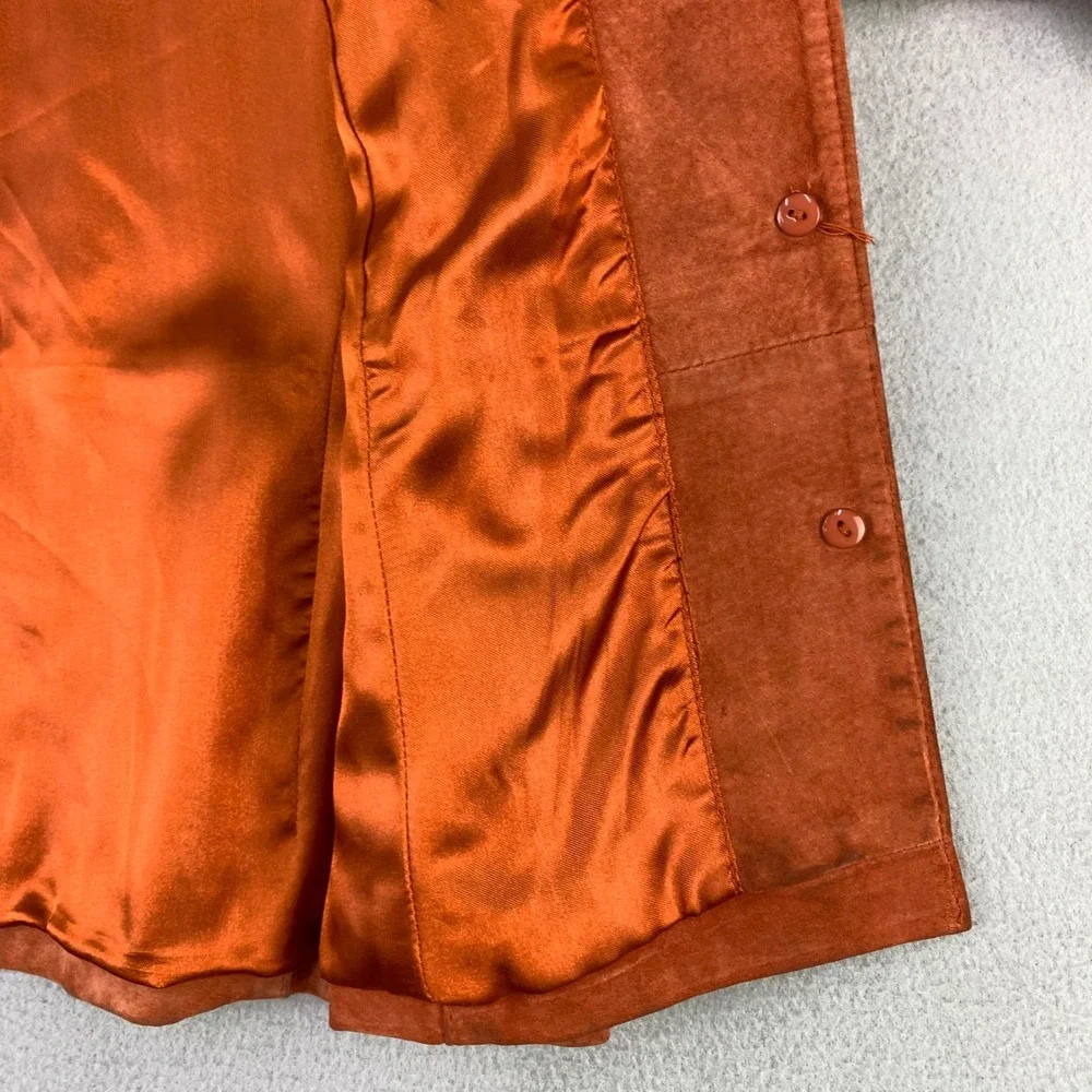 Pursuits Ltd Suede Leather Jacket Womens 8P Pumpkin Orange Peplum Minimalist